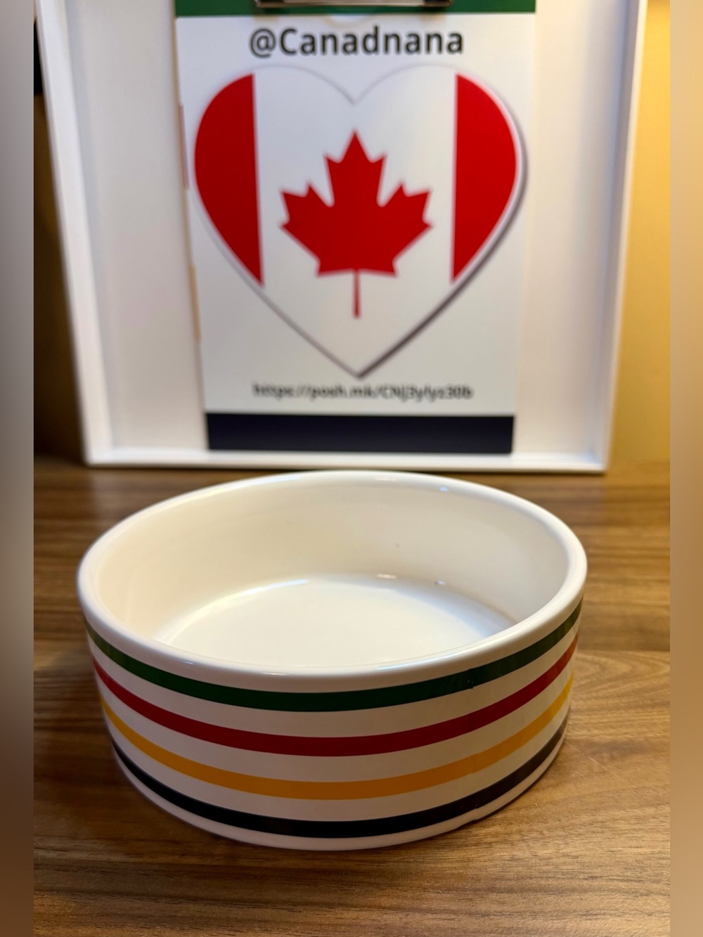 HBC Striped Dog Dish -like new
